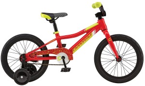 2016 Cannondale Trail 16 Single-Speed Boys Race Red w/ Neon Spring, Magnesium White, Gloss