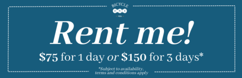 rent this bike for $74 for one day or $150 for three days