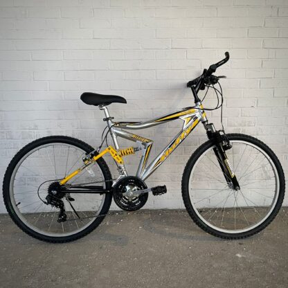 Used Huffy Mission Trail Assault 26" Full Suspension MTB—Silver and Yellow (IN STOCK!)